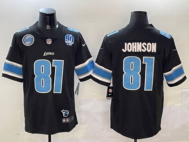 Men Detroit Lions #81 Johnson Black Second generation 2024 Nike Limited NFL Jersey style 5->detroit lions->NFL Jersey